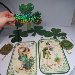 Irish St. Patrick's Day Decor (8) items vintage feel & holographic